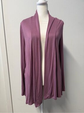 Always Indigo Purple Draped Open-Front Cardigan Size Large